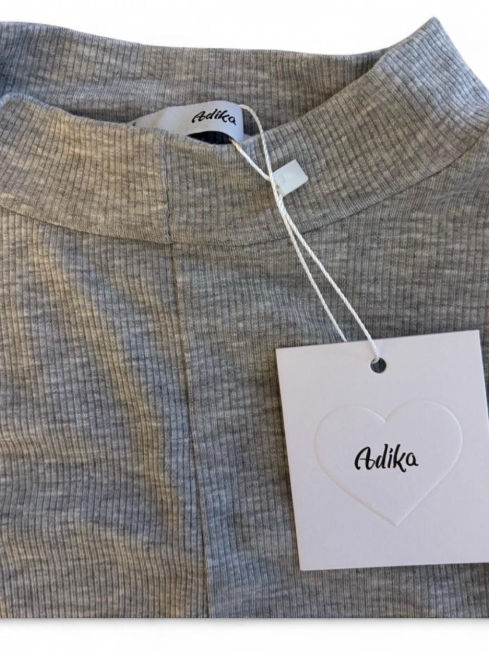 Adika Grey Ribbed Long-Sleeve Drawstring Top - Picture 2 of 4